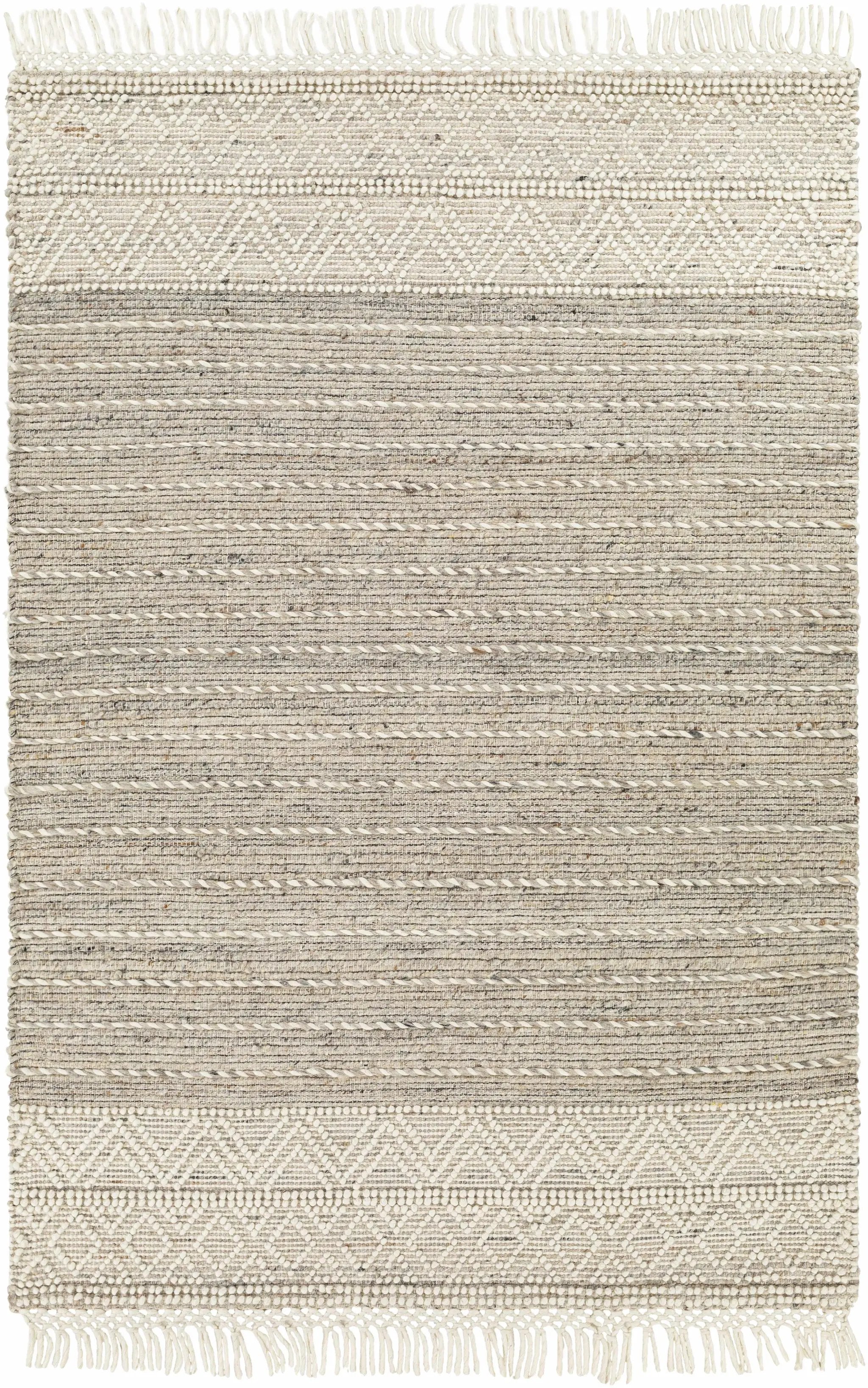 Cream Veruela Wool Blend Braided Tassel Area Rug - Clearance by Boutique Rugs