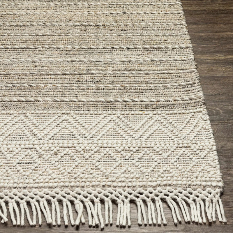 Cream Veruela Wool Blend Braided Tassel Area Rug - Clearance by Boutique Rugs