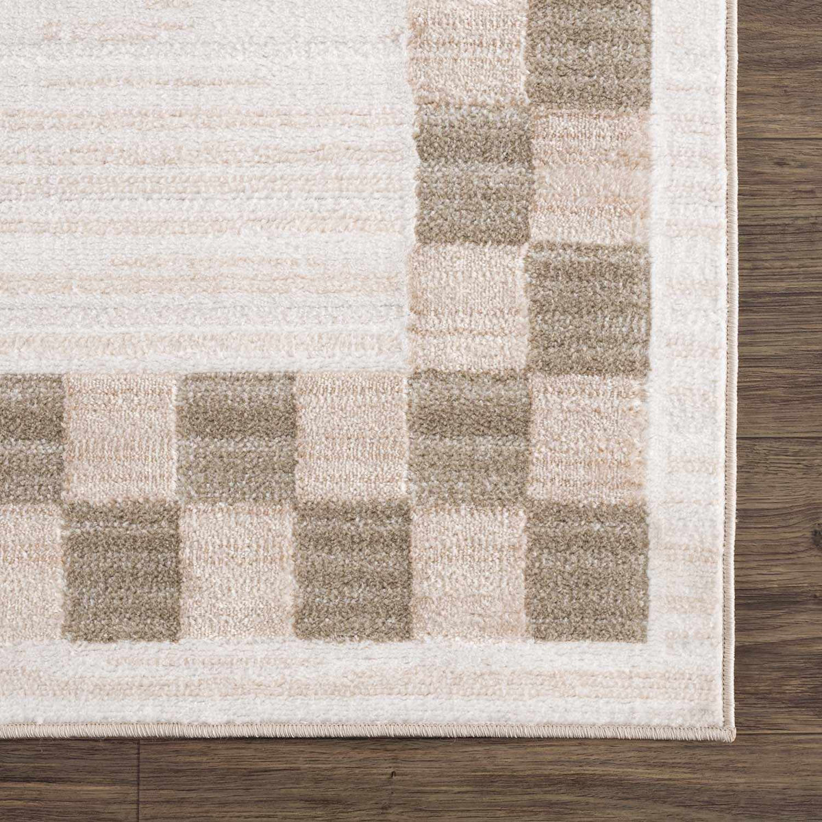Azrika Beige Checkered Washable Rug - Clearance, photo 8 of 13