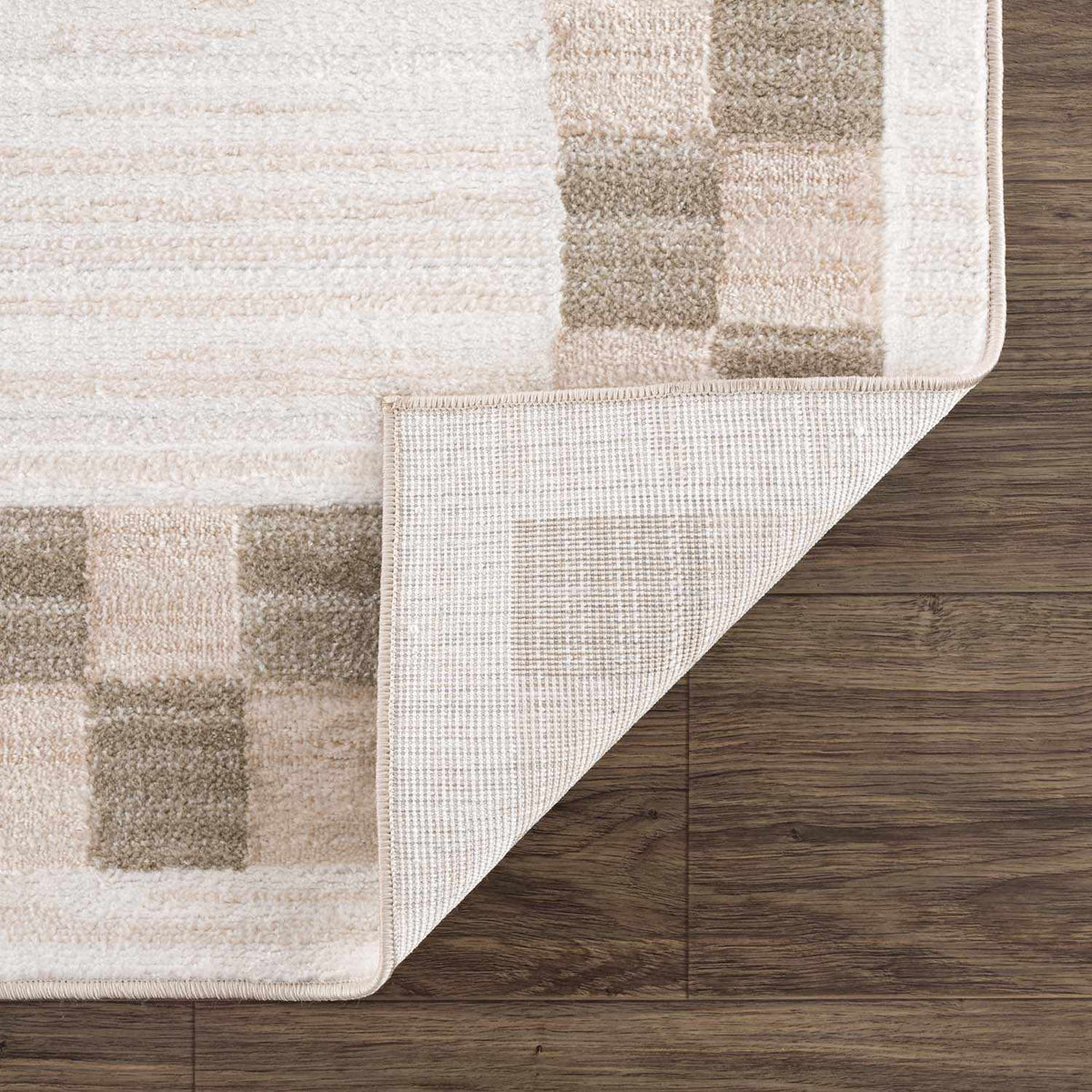 Azrika Beige Checkered Washable Rug - Clearance, photo 5 of 13