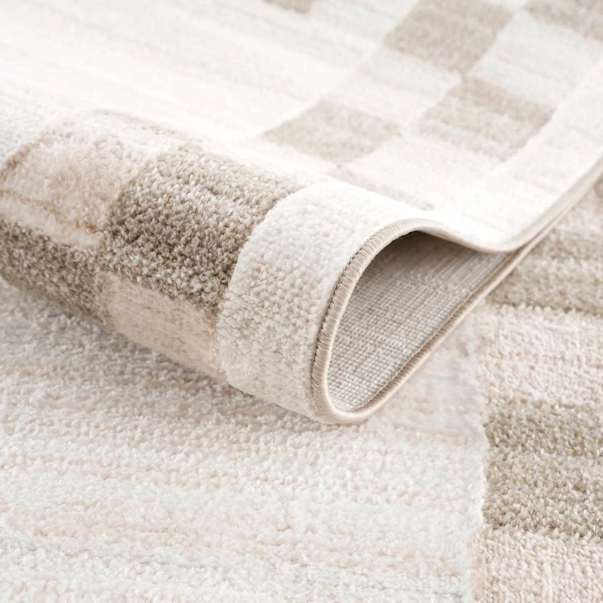 Azrika Beige Checkered Washable Rug - Clearance, photo 12 of 13