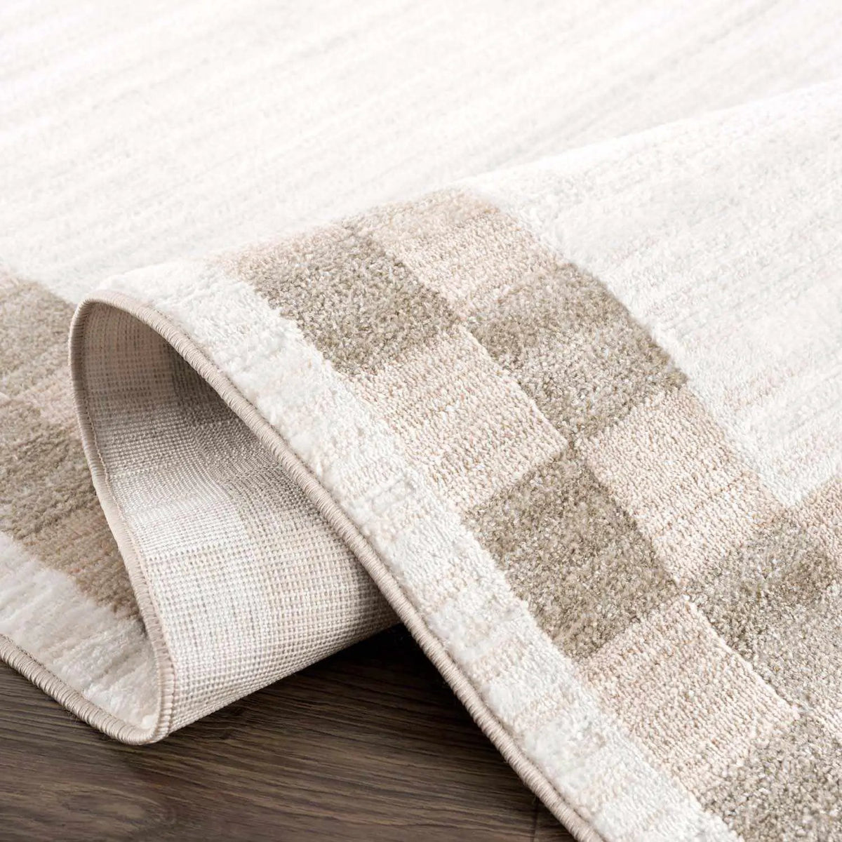 Azrika Beige Checkered Washable Rug - Clearance, photo 7 of 13