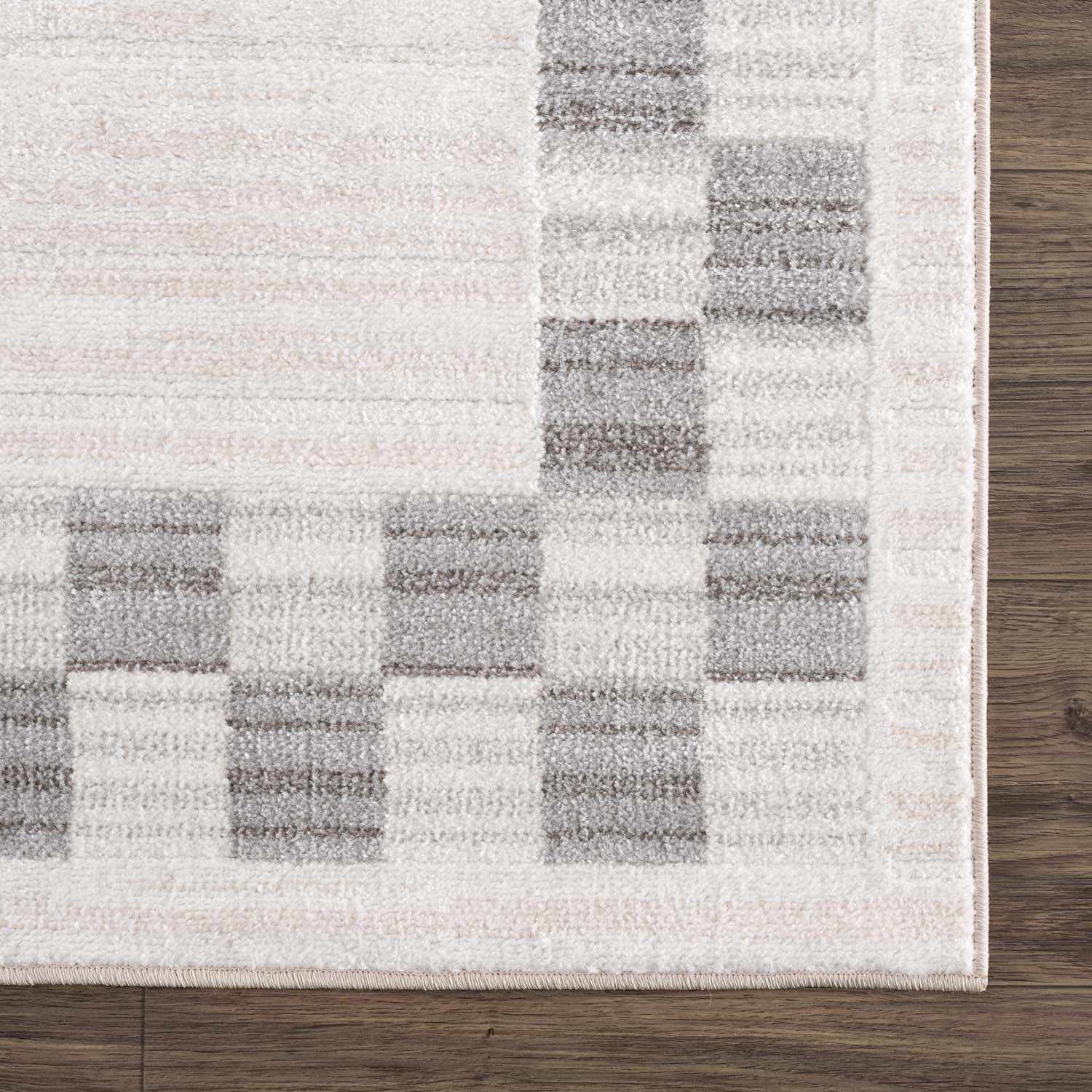 Azrika Gray Checkered Washable Rug - Clearance by Boutique Rugs