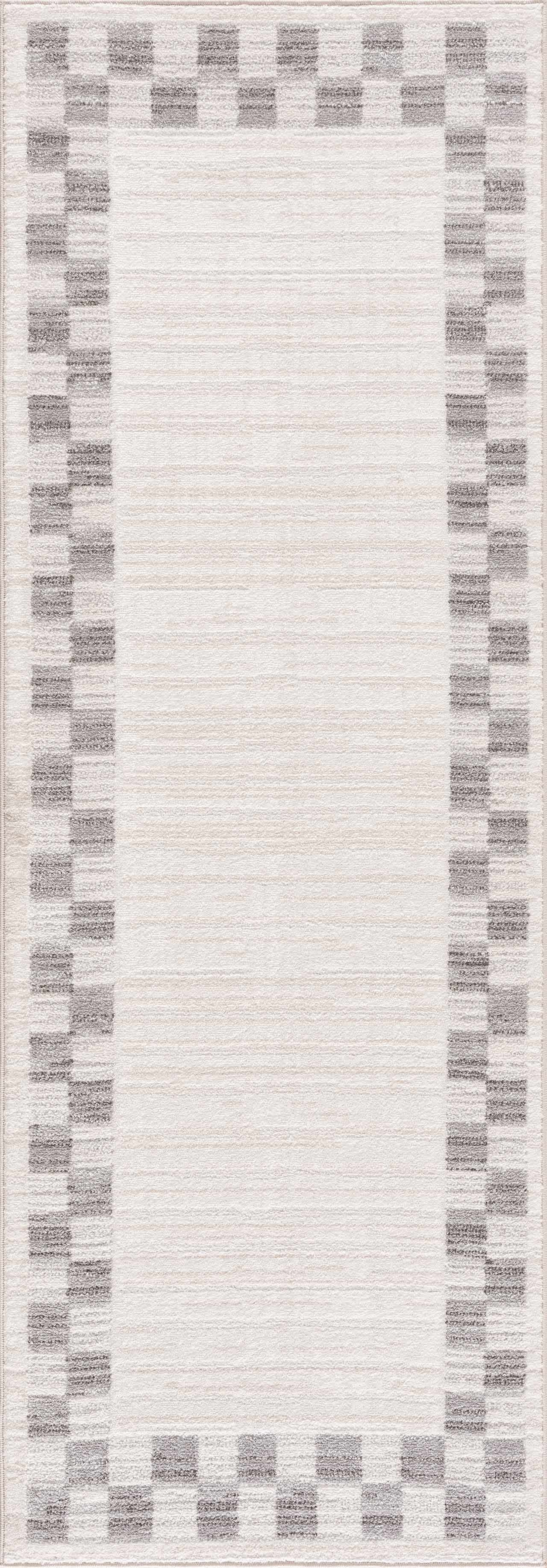 Azrika Gray Checkered Washable Rug - Clearance by Boutique Rugs
