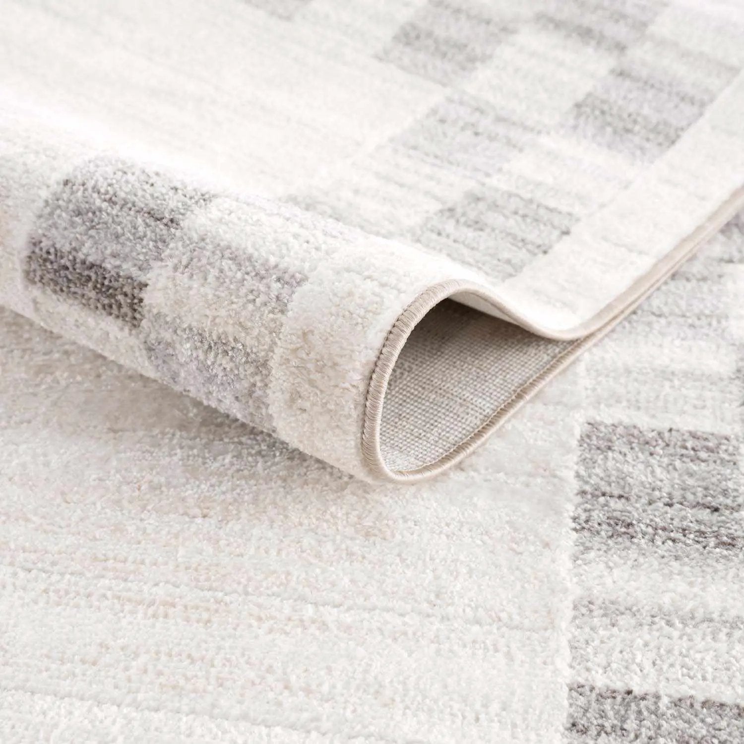 Azrika Gray Checkered Washable Rug - Clearance by Boutique Rugs