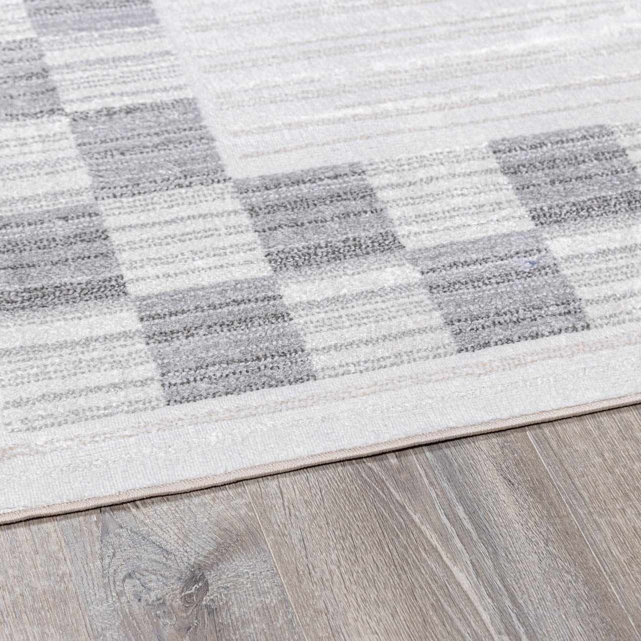 Azrika Gray Checkered Washable Rug - Clearance by Boutique Rugs