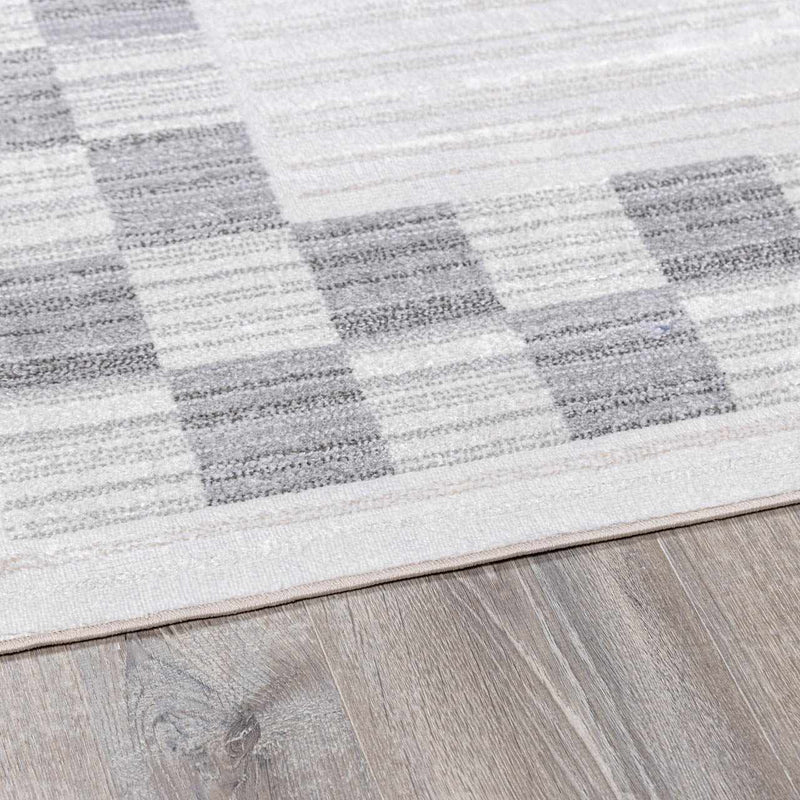 Azrika Gray Checkered Washable Rug - Clearance by Boutique Rugs