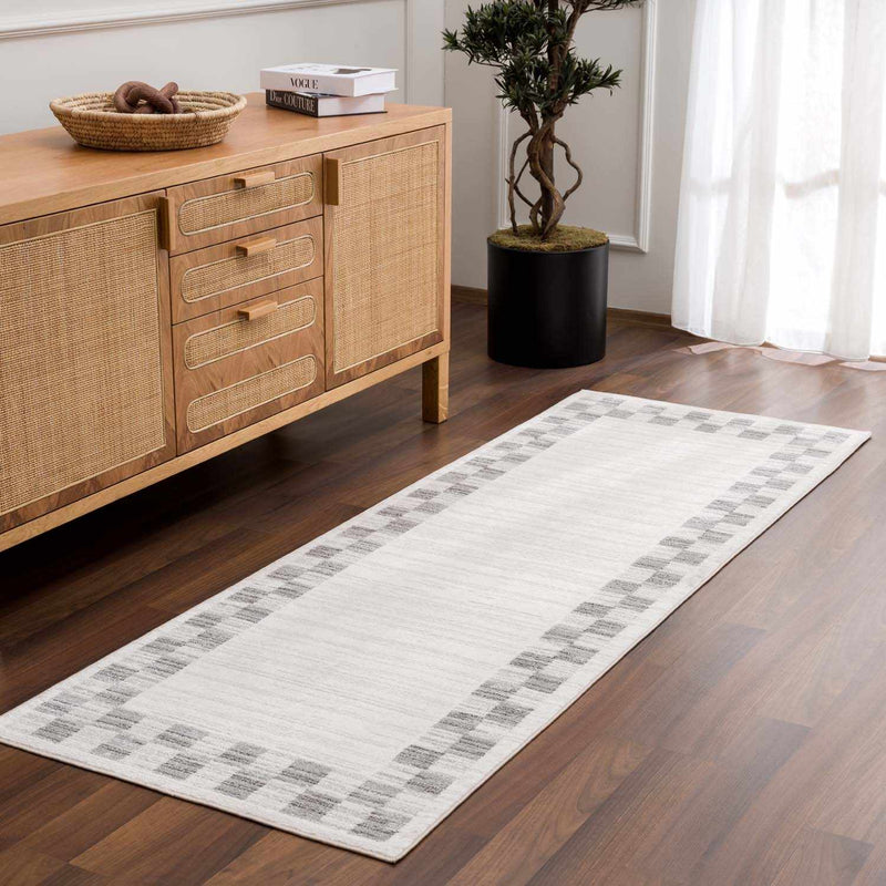 Azrika Gray Checkered Washable Rug - Clearance by Boutique Rugs