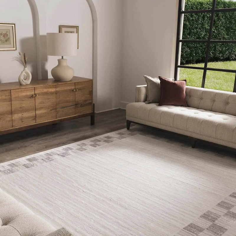 Azrika Gray Checkered Washable Rug - Clearance by Boutique Rugs