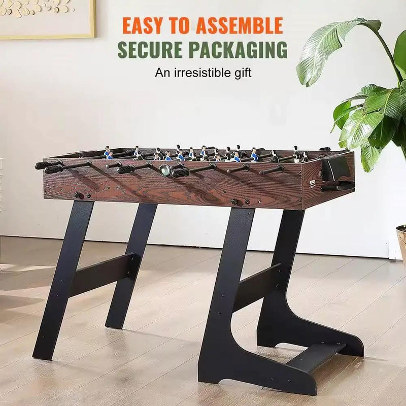 Foldable Foosball Table with 2 Balls in Walnut Wood Finish - Standard Size by HomePacific