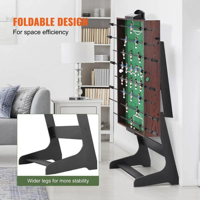 Foldable Foosball Table with 2 Balls in Walnut Wood Finish - Standard Size by HomePacific