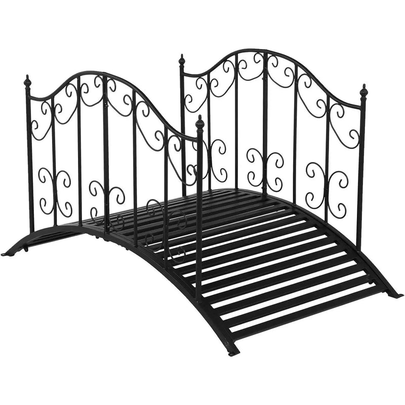 Sturdy Outdoor Rust-Proof 4-Foot Black Metal Arch Garden Bridge by HomePacific