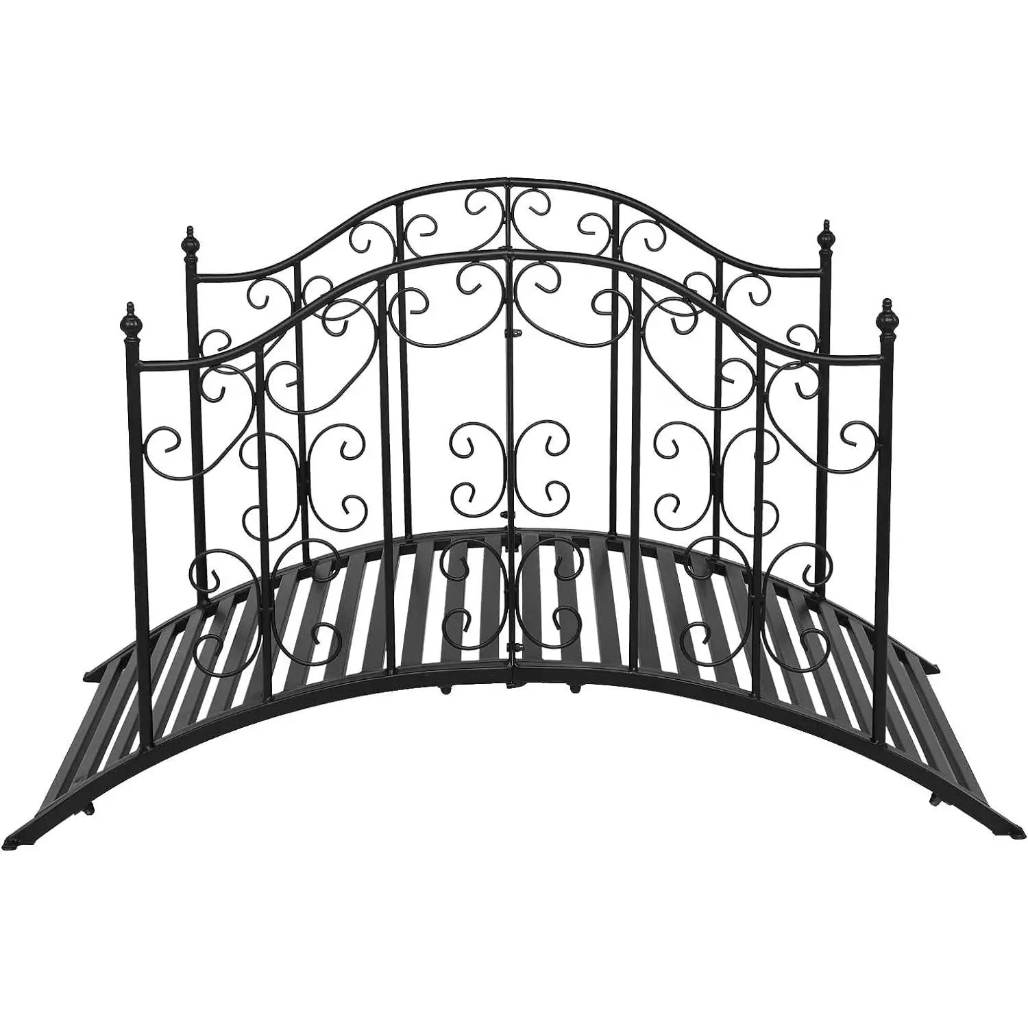 Sturdy Outdoor Rust-Proof 4-Foot Black Metal Arch Garden Bridge by HomePacific