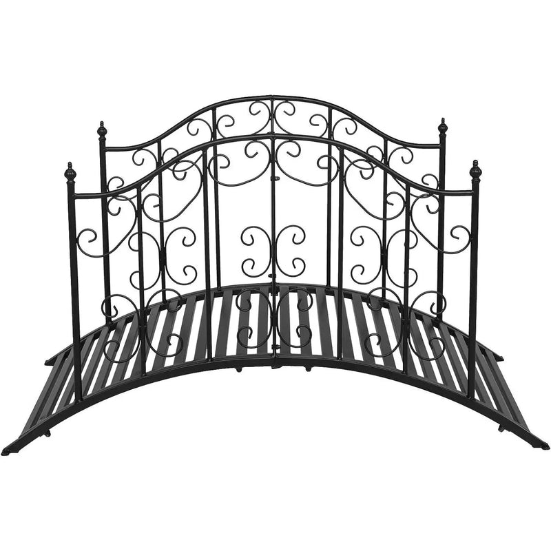Sturdy Outdoor Rust-Proof 4-Foot Black Metal Arch Garden Bridge by HomePacific