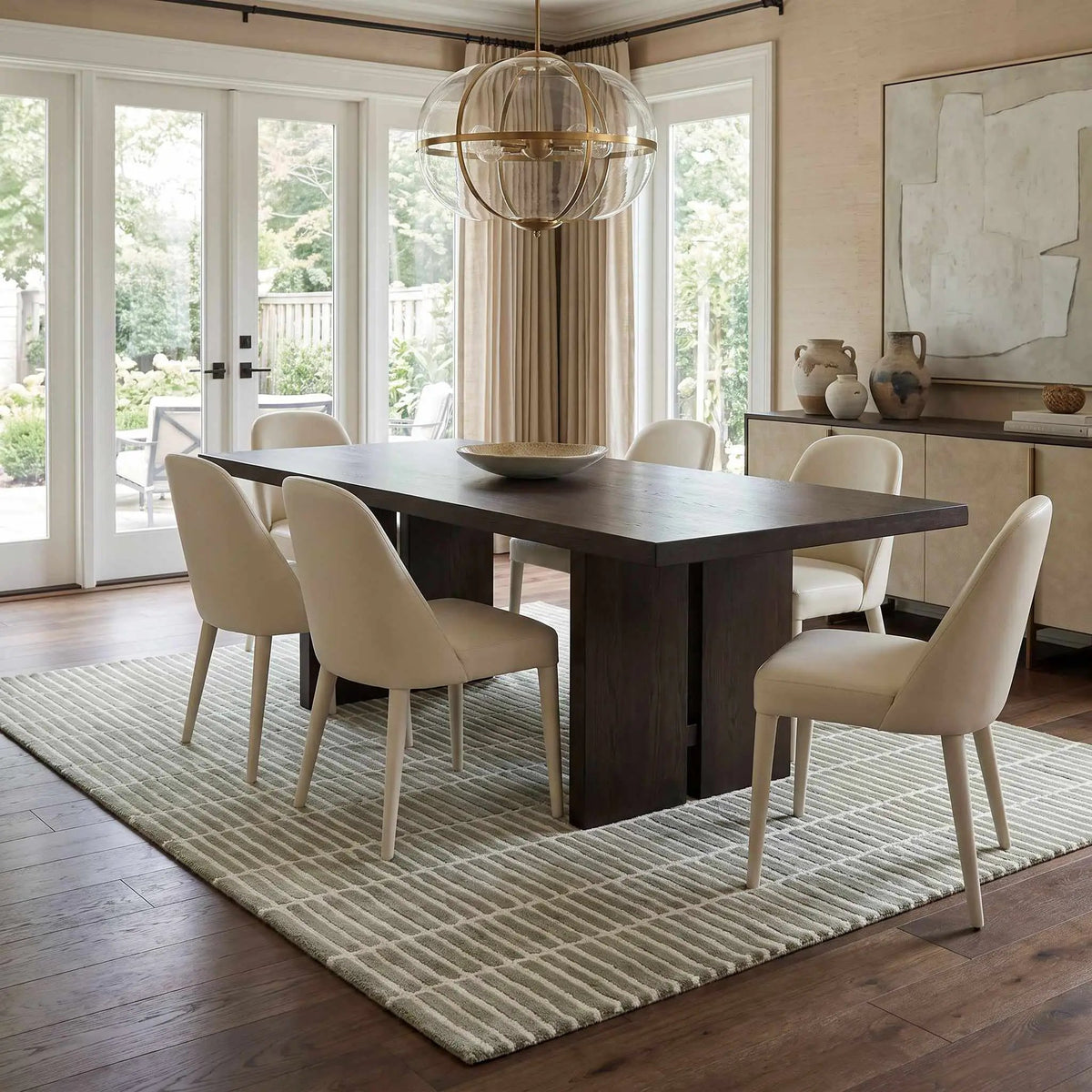 Finial Olive Wool Area Rug, installed in a room 4
