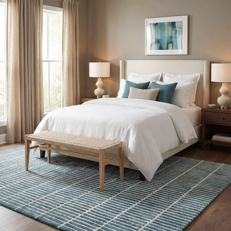 Finial Blue Wool Area Rug by Boutique Rugs