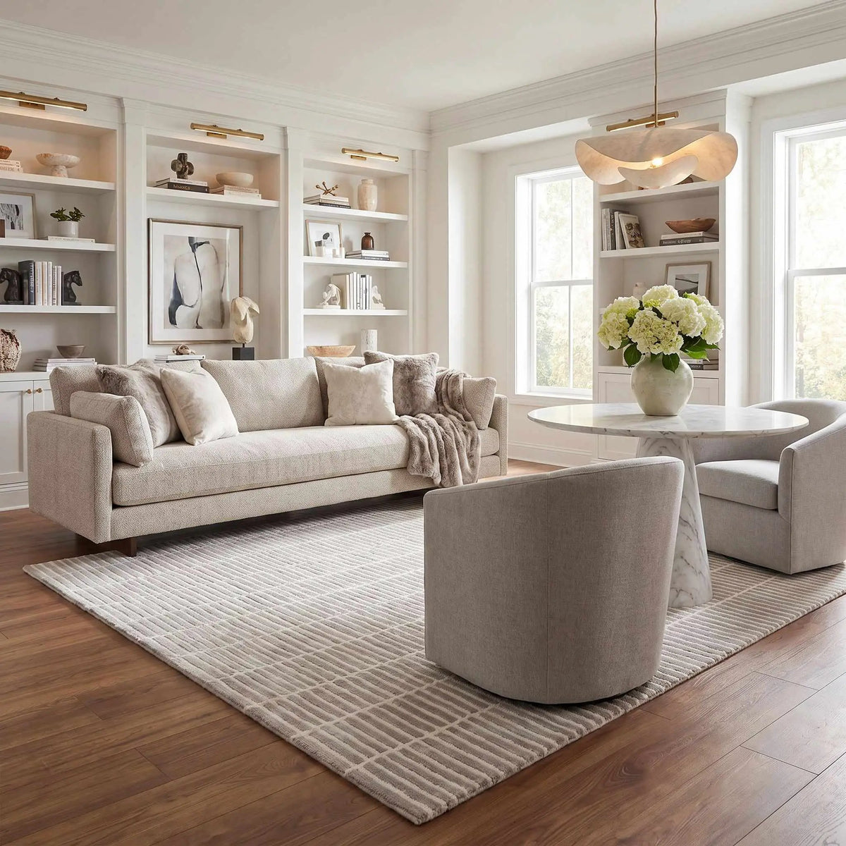 Finial Gray Wool Area Rug, installed in a room 3
