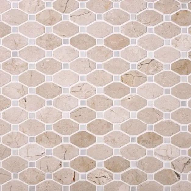 Crema Marfil Eastern White 12x12 Polished Octagon Marble Mosaic Tile (5 pack, 5.08 sq ft/case) by Apollo Tile