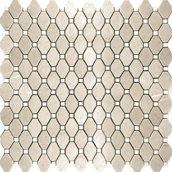 Crema Marfil Eastern White 12x12 Polished Octagon Marble Mosaic Tile (5 pack, 5.08 sq ft/case), photo 2 of 5