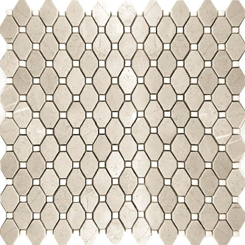 Crema Marfil Eastern White 12x12 Polished Octagon Marble Mosaic Tile (5 pack, 5.08 sq ft/case) by Apollo Tile
