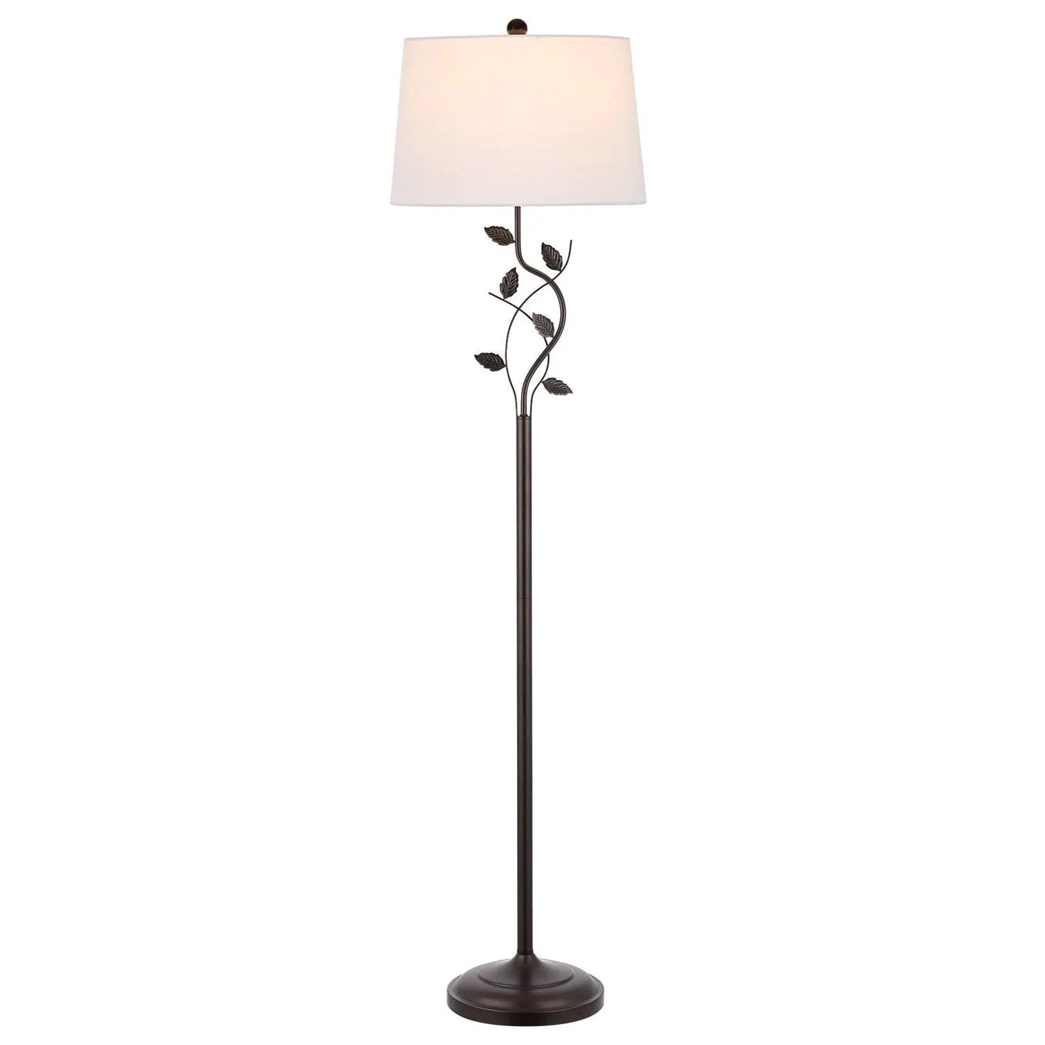 Vine Leaves Floor Lamp in Bronze Finish with White Shade by HomePacific