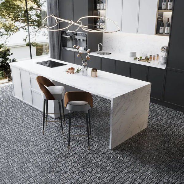 Charcoal Gray Black 12x12 Honed Basketweave Terrazzo Dolomite Limestone Marble Mosaic Tile (5 pack, 5.08 sq ft/case), photo 2 of 4