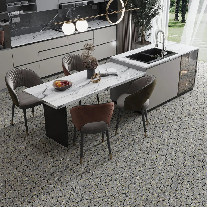Charcoal Gray Black 11x13 Honed Triangle Terrazzo Limestone Marble Mosaic Tile (5 pack, 4.77 sq ft/case) by Apollo Tile