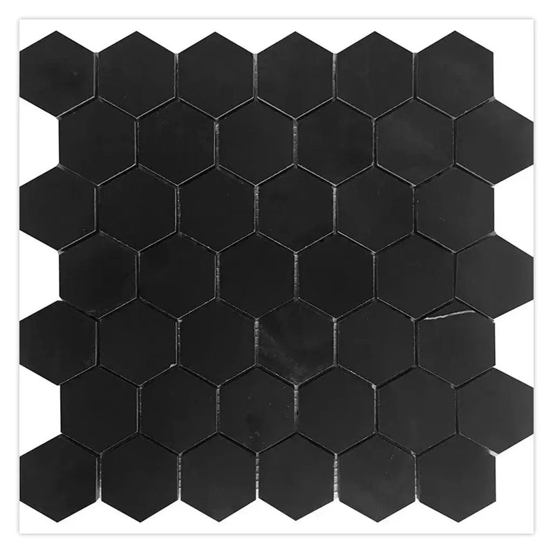 Eastern Black 12x12 Honed Hexagon Marble Mosaic Tile (5 pack, 4.83 sq ft/case) by Apollo Tile