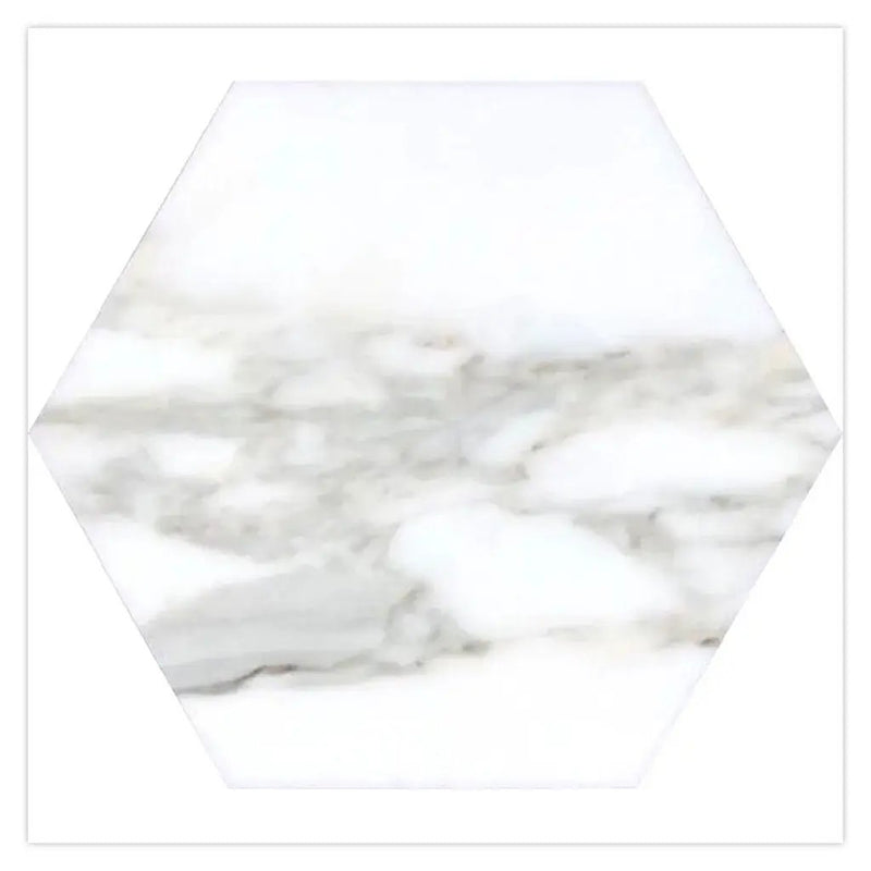 White Gray 10x10 Honed Hexagon Calacatta Gold Marble Tile (5 pack, 2.95 sq ft/case) by Apollo Tile