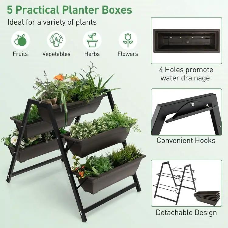 3 Tier Patio Raised Garden Bed Planter Boxes Herbs Flowers Vegetables by HomePacific