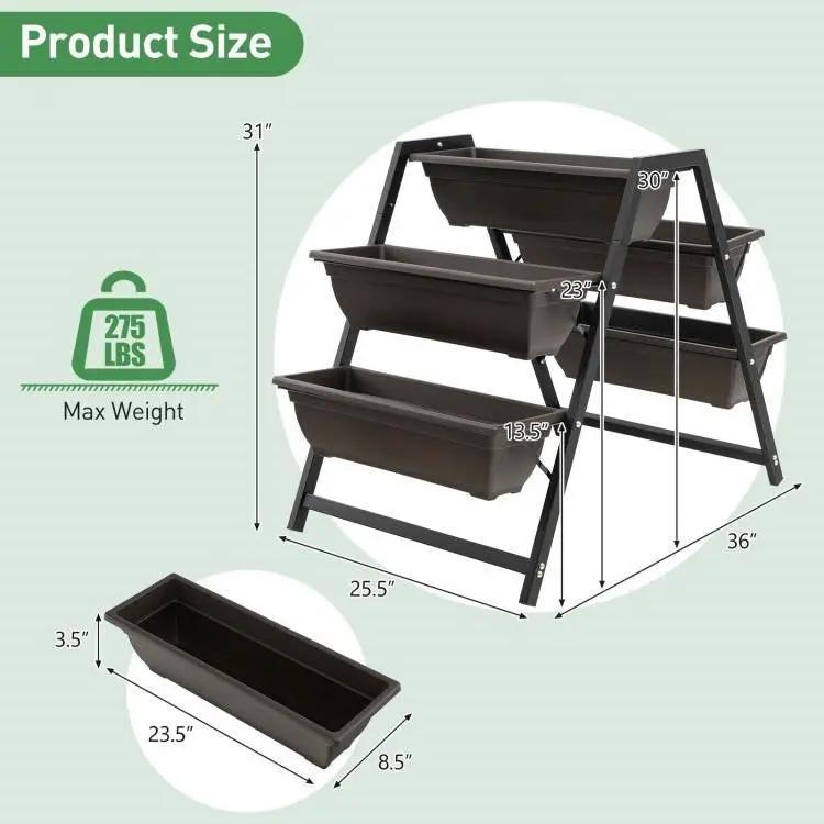 3 Tier Patio Raised Garden Bed Planter Boxes Herbs Flowers Vegetables by HomePacific