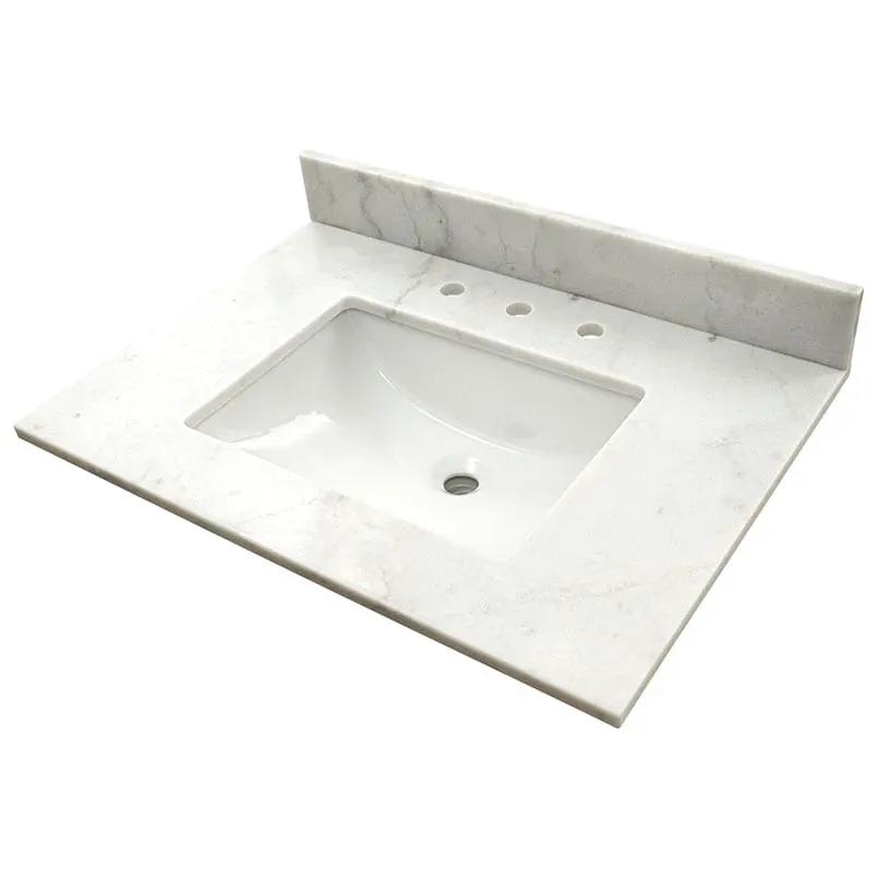 Arabesque Carrara Vanity Top Polished Marble 31x22 by MSI Surfaces
