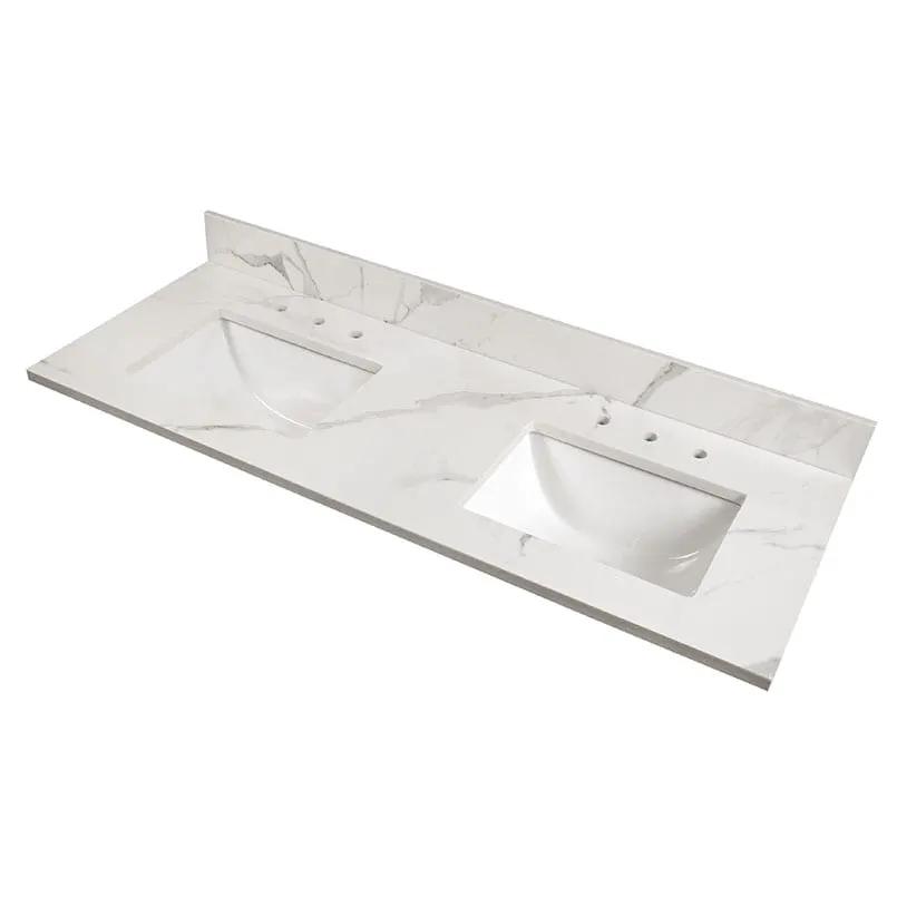 Calacatta Nowy Polished Engineered Marble Tiles 61x22 close up