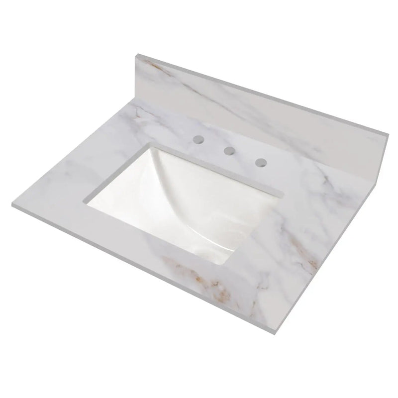 Calacatta Castana® Vanity Top With Sink Polished Quartz 37x22 by MSI Surfaces