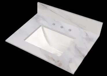 Calacatta Castana® Vanity Top With Sink Polished Quartz 37x22 by MSI Surfaces