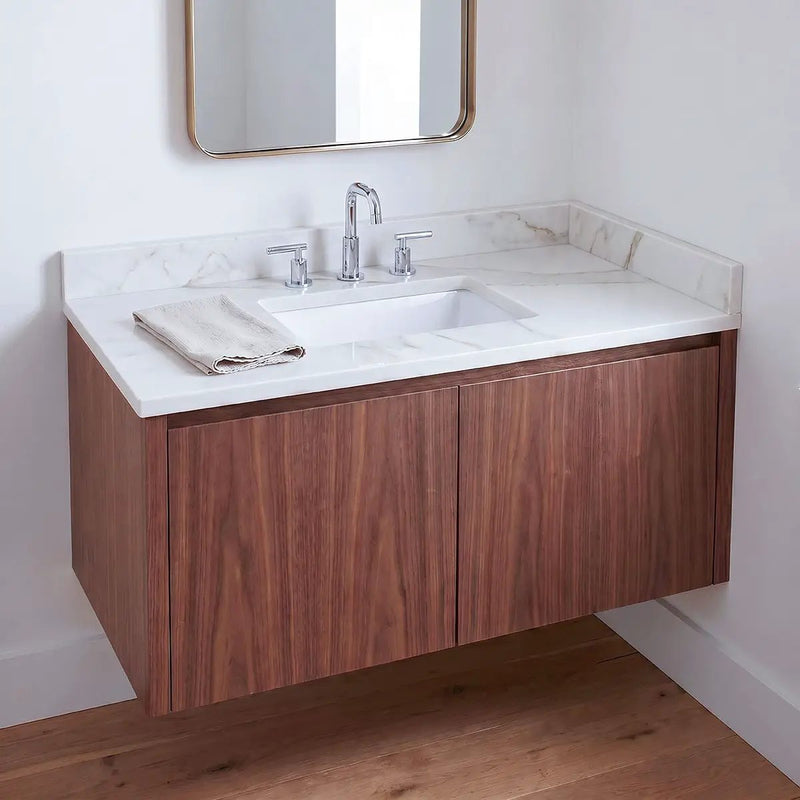 Calacatta Castana® Vanity Top With Sink Polished Quartz 37x22 by MSI Surfaces