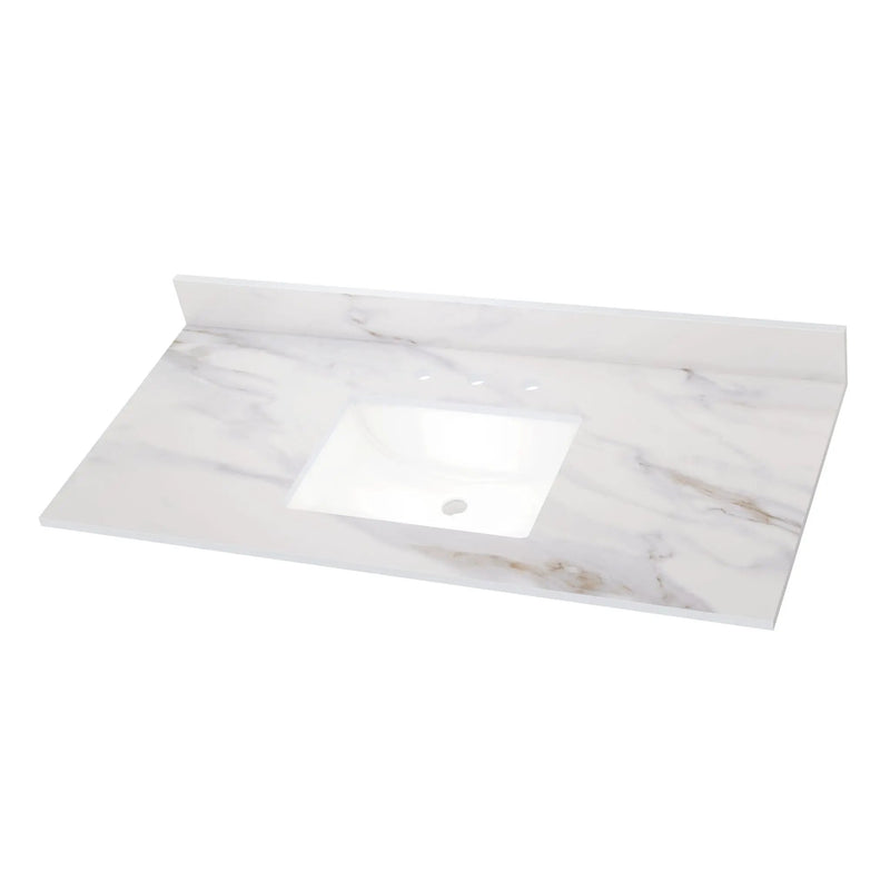Calacatta Castana Polished Quartz Tiles 49x22 close up