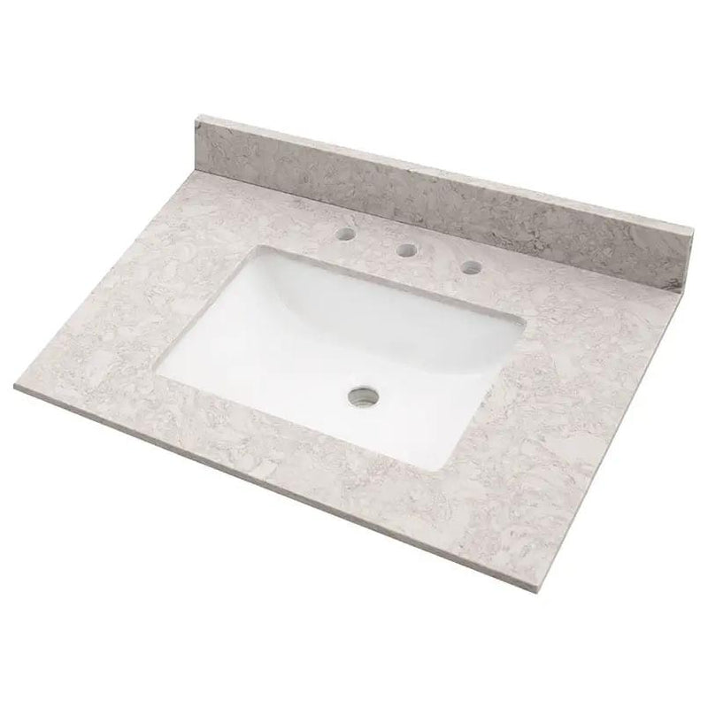 Drifting Fog Vanity Top Polished Engineered Marble 37x22 by MSI Surfaces