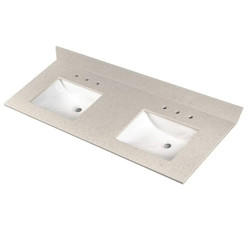 Iced White Vanity Top Polished Engineered Marble 61x22 by MSI Surfaces