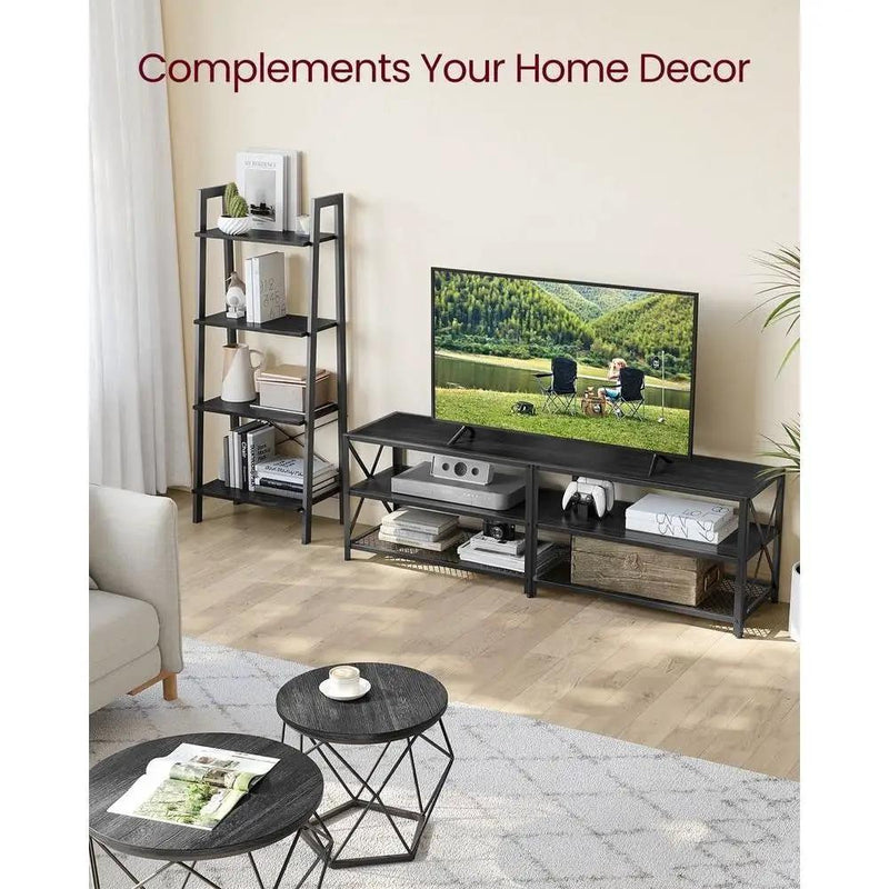 Industrial Black Metal Wood TV Stand Entertainment Center for TV up to 70-inch by HomePacific