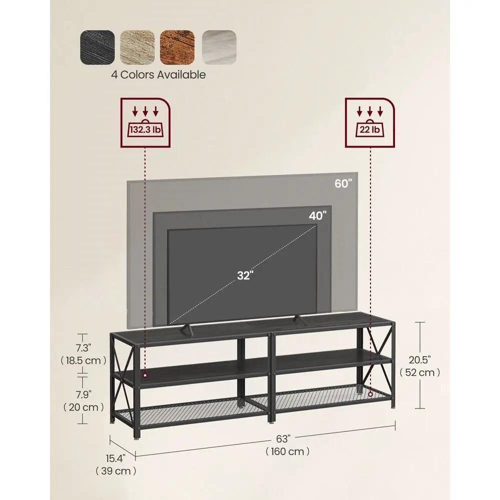 Industrial Black Metal Wood TV Stand Entertainment Center for TV up to 70-inch by HomePacific