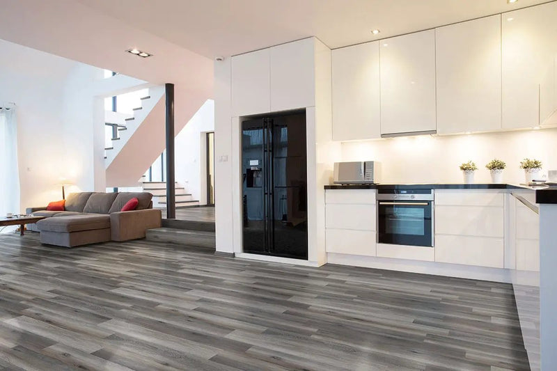 Glenridge Midnight Maple Matte Wood Look Lvt Planks 6x48 in a finished room