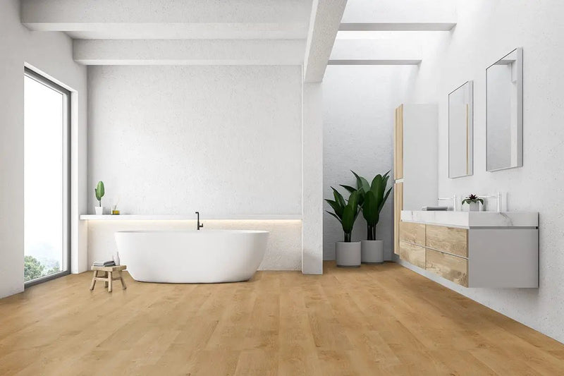 Acclima Mt Sande Semi Gloss End Cap Wood Look Lvt Moldings 1.5x0.25 in a finished room