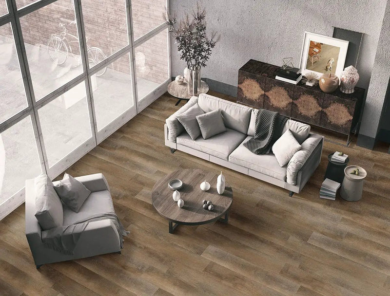 Katavia Reclaimed Oak Matte Wood Look Lvt Planks 6x48 in a finished room