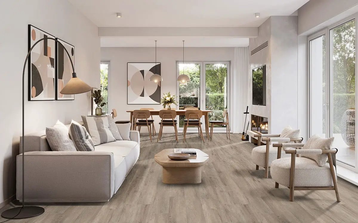 Wilmont Twilight Oak Matte Wood Look Lvt Planks 7x48 in a finished room