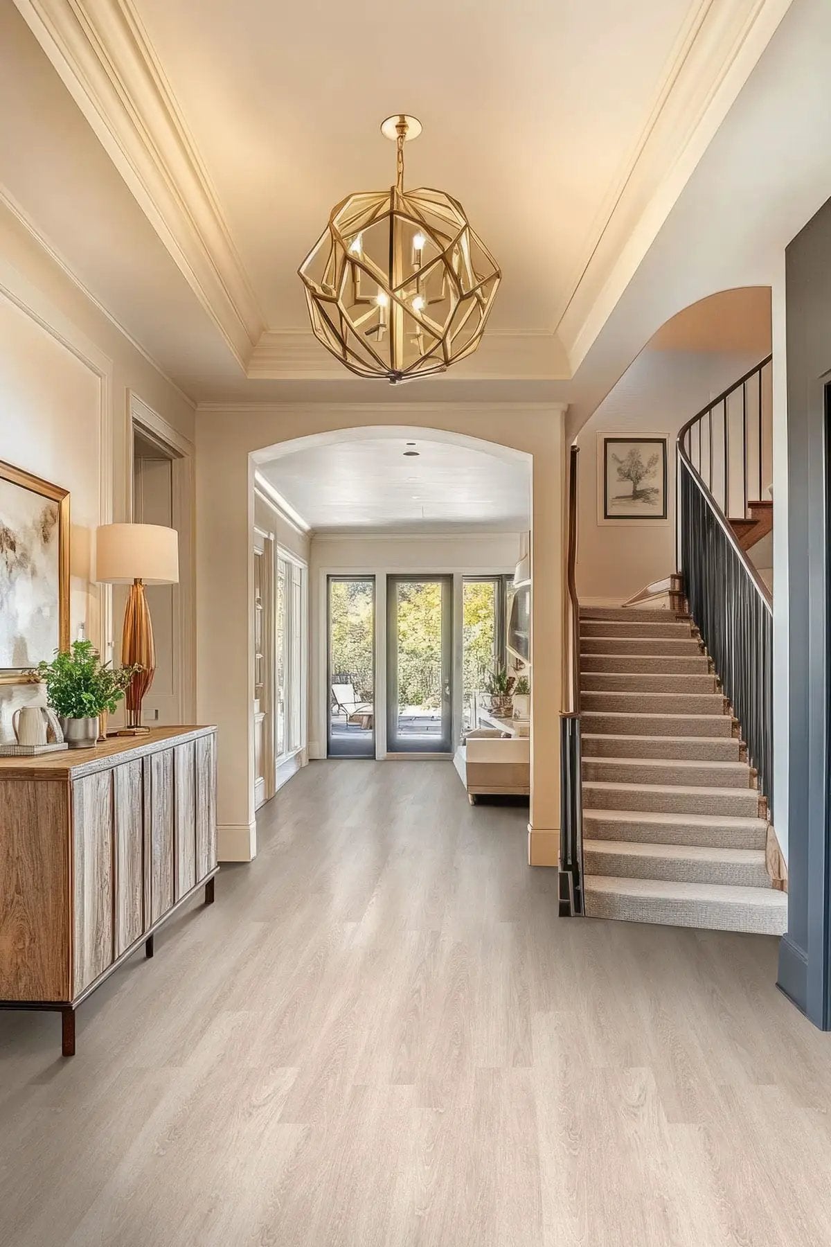 Acclima Wharton Semi Gloss Quarter Round Wood Look Lvt Moldings 0.64x0.75 in a finished room