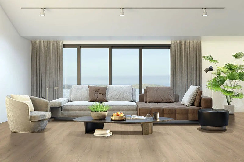 Shorecliffs Brundinson Wood Semi Gloss Look Rigid Core Moldings 12x1.25 0.18 inch in a finished room