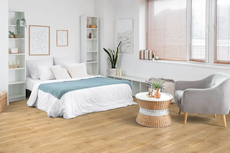 Smithcliffs Cloudland Matte Wood Look Rigid Core Planks 7x50 in a finished room