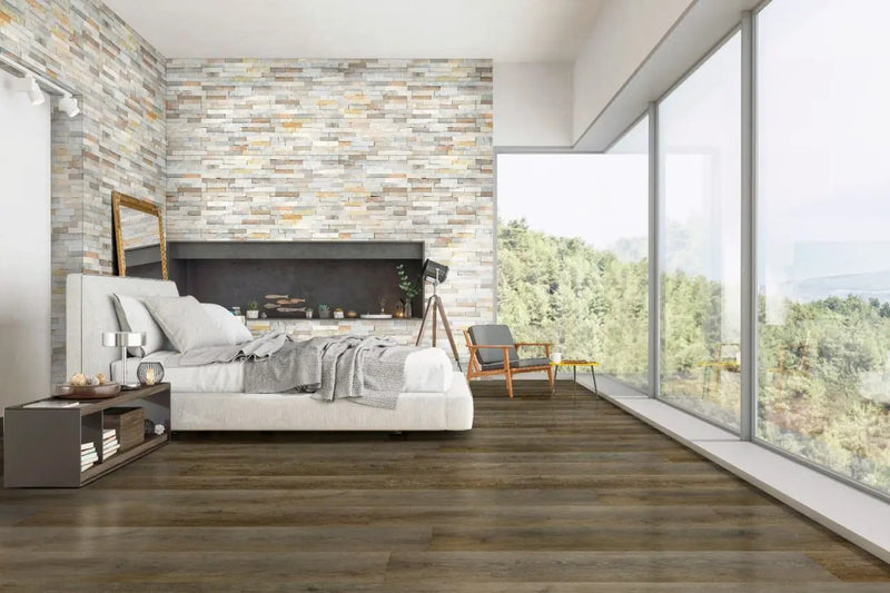 Smithcliffs Delray Semi Gloss Wood Look Rigid Core Moldings 12x1.25 in a finished room
