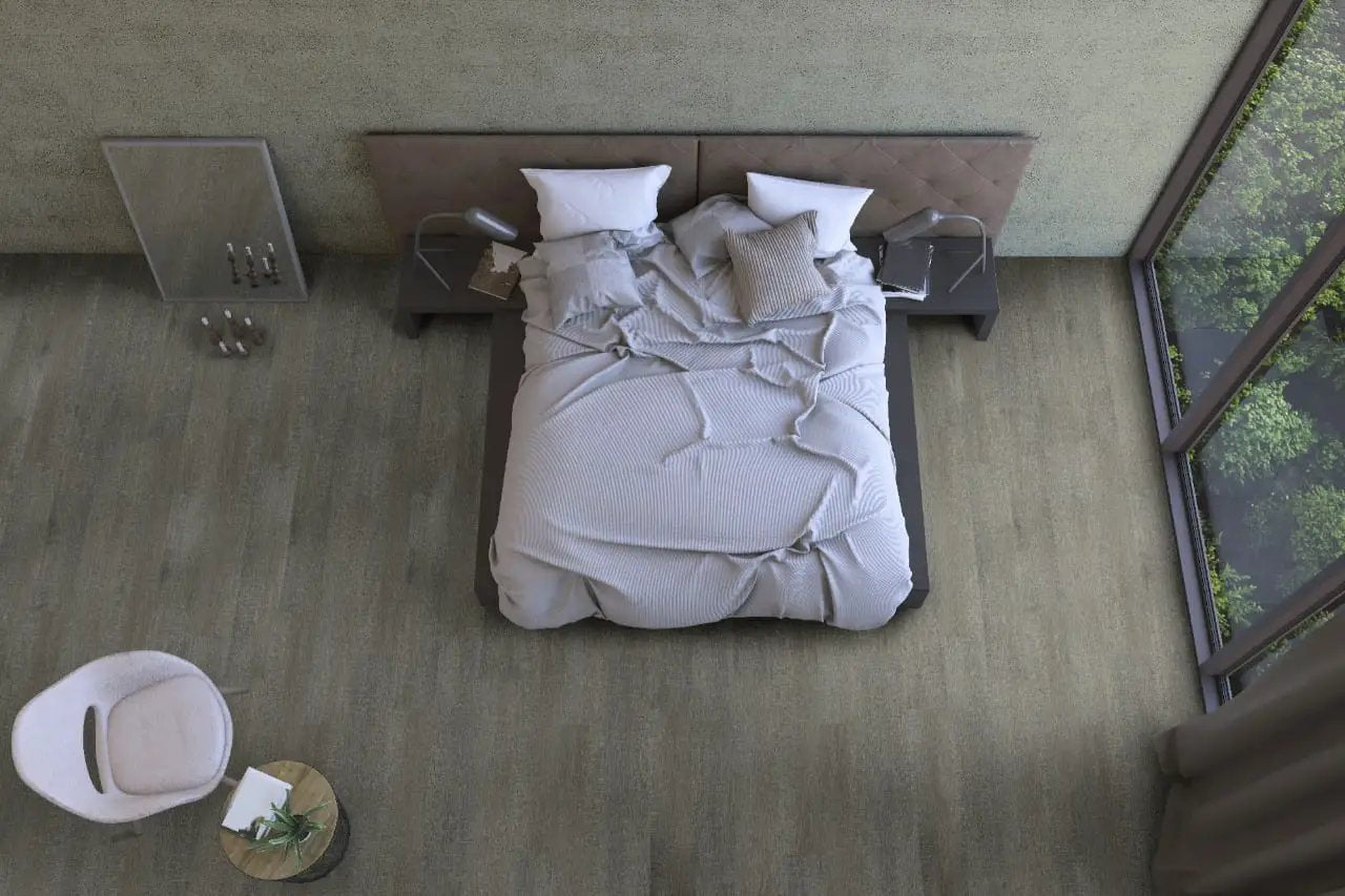 Smithcliffs Emridge Semi Gloss Flush Stair Nose Wood Look Rigid Core Moldings 4.53x0.94 in a finished room